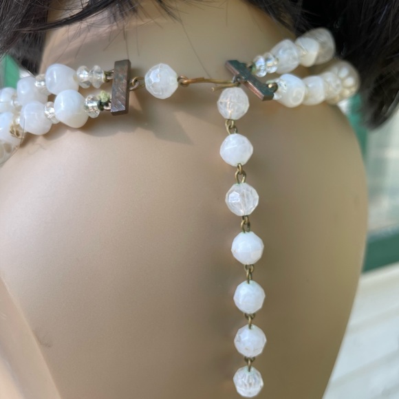 Choker Vintage Fashion Adjustable White Decorative Bead Double Strand Choker - Picture 6 of 9